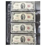 4 $2 Red Seal Notes (1953A, 3-1953)