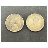 2 Swedish 1 Krona Coins