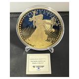 Saint Gaudens $20 Layered In 24 Kt Gold Copper Rep