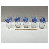 5 Large Vintage Old Style Beer Glasses