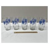 5 Large Vintage Old Style Beer Glasses