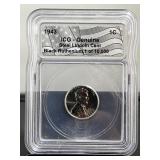 1943 Steel Wheat Penny ICG Genuine Black Ruthenium