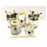 2 Birch Tree Planters & 3 Birch Tree Tea Light Can