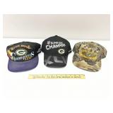 3 Green Bay Packers Super Bowl Champion Hats