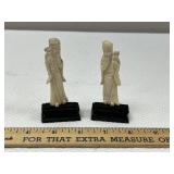 2 Small Ivory Standing Soldier Figures