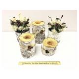 2 Birch Tree Planters & 3 Birch Tree Tea Light Can