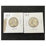 2 1964 Washington Quarters