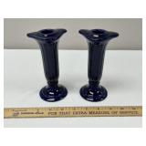 Pair Of Cobalt Blue Haeger Pottery Candlestick Hol