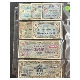 7 WWII Allied Foreign Currency Notes