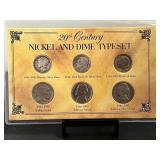 20th Century Nickel & Dime Type Set