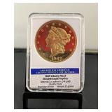 1849 $20 Gold Liberty Replica Copper Round Layered