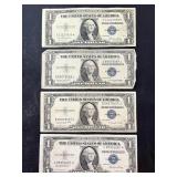 2 1935E & 2 1935G $1 Silver Certificate Notes