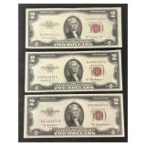 2 1953A & 1 1953B $2 Red Seal Notes