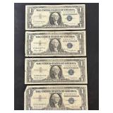 3 1957B & 1 1957A $1 Silver Certificate Notes