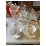Assorted Stemware & Teacups & Saucers