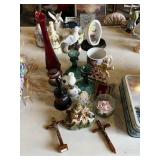 Ruby Red Bud Vase, Candlestick Holders & Assorted
