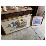 2 Floral Prints - 1 Hand Stitched
