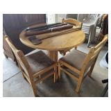 Round Wooden Dining Table & 3 Padded Chairs