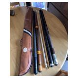 2 Pool Cues, 2 Extra Bottoms & Soft Case