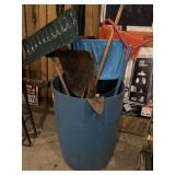 55 Gallon Barrel with Contents - Snow Shovels, Roo