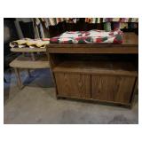 Rolling Wooden Cart & 2 Tier Wooden End Table