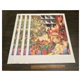 1994 Christmas Teddy Bear Holiday Prints Lot of 4