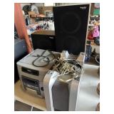 2 Panasonic Thrusters Speakers, Jensen Subwoofer,
