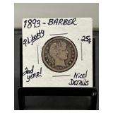 1893 Barber Silver Quarter