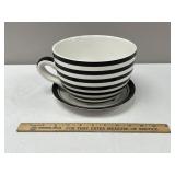 Black Stripped Tea Cup and Saucer Planter