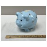 Blue Piggy Bank with Hearts