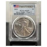 2021 American Silver Eagle Type 2 PCGS MS70 First