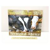 Farm Fresh Milk Cow Metal Sign