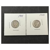 2 Mercury Dimes (1940, 1944)