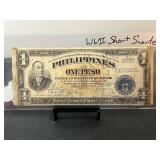 1944 Philippines 1 Peso Victory Note WWII Short Sn