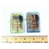 2 Novelty Transparent Butane Lighters With Sayings