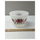 Fire King Red & Black Tulip Floral Mixing Bowl