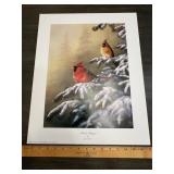 Jim Hansel "Winter Refuge" Cardinal Wildlife Print