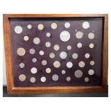 38 Coin Framed World Coin Collection