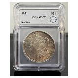 1921 Morgan Silver Dollar ICG MS62