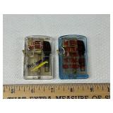 2 Novelty Transparent Butane Lighters