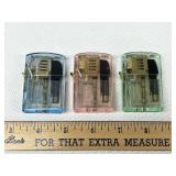 Lot Of 3 Novelty Transparent Butane Lighters