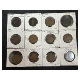 12 Canadian Large Cents & Coins