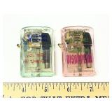 2 Novelty Transparent Butane Lighters With Sayings