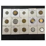 15 Foreign Coins & Tokens
