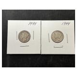 2 1944 Mercury Dimes