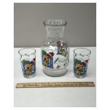 Disney Whinne the Pooh Pitcher and 2 Glasses Bever