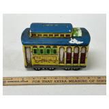 Decorative Chalk Ware Coin Bank Trolley/Streetcar