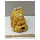 Ceramic Dog with Bone Wrapped with Tail Cookie Jar