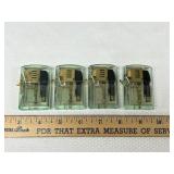Lot Of 4 Novelty Transparent Butane Lighters
