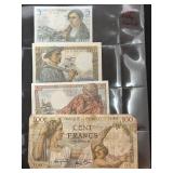 4 WWII French Currency Notes